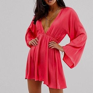 ASOS satin effect plunge dress